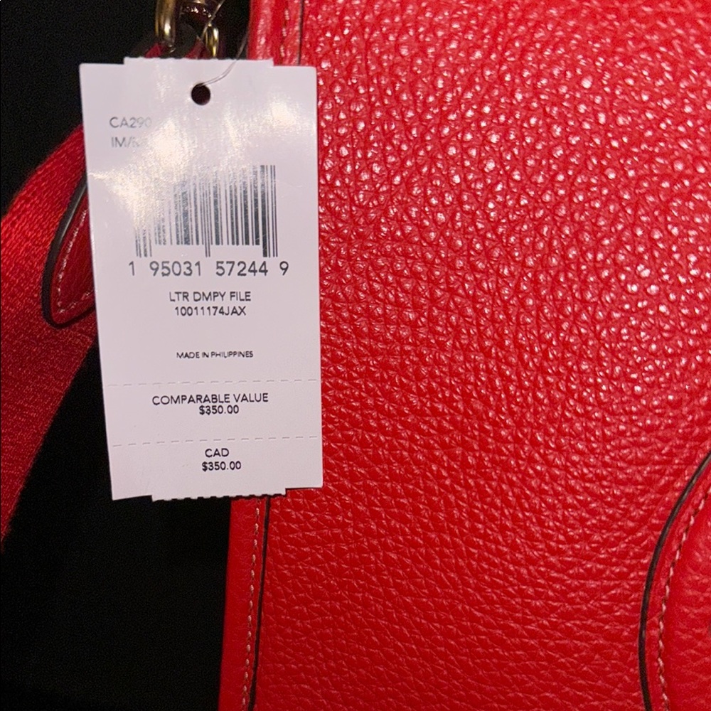 Coach Red Pebbled Leather Dempsey File Bag - Picture 2 of 5